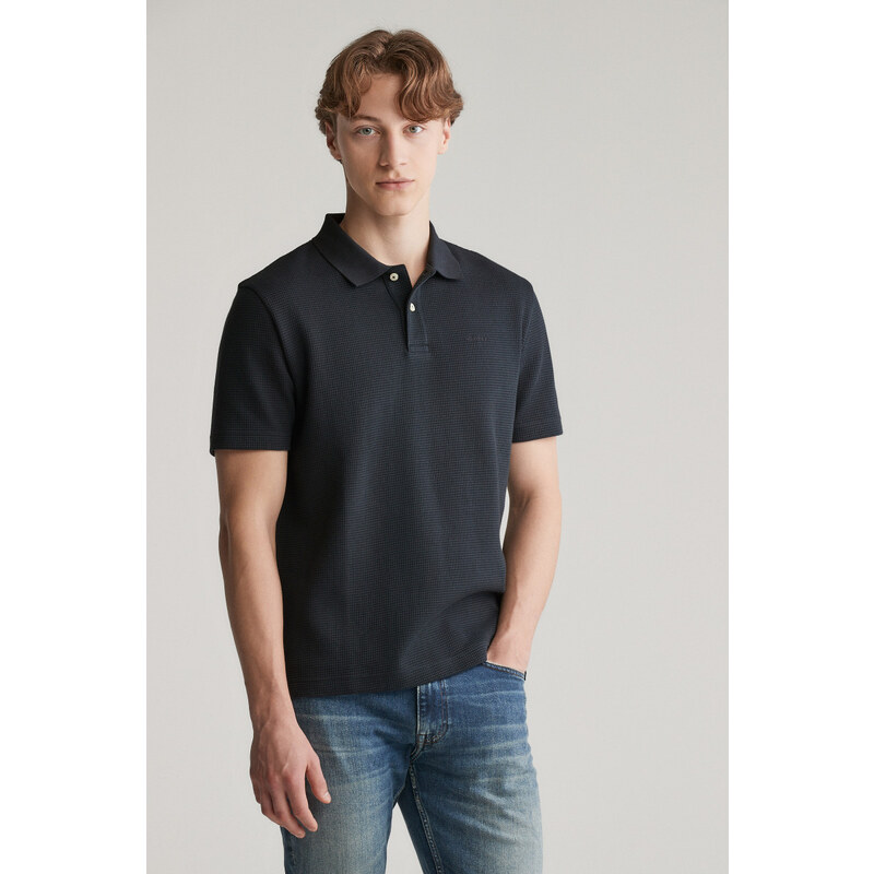 POLOKOŠILE GANT WAFFLE TEXTURED SS POLO BLACK