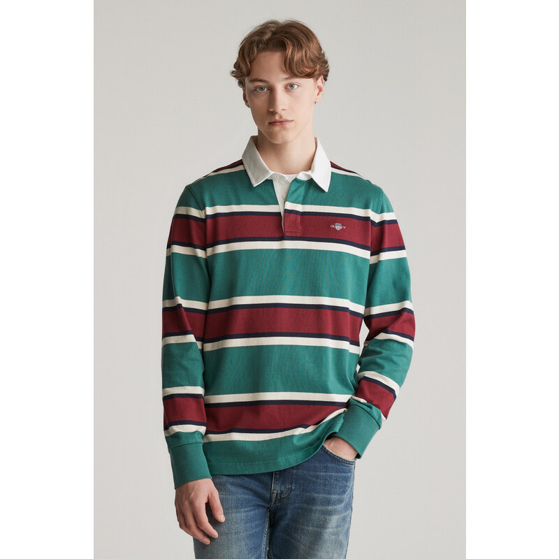 POLOKOŠILE GANT YARN DYED STRIPED HEAVY RUGGER WOODY GREEN