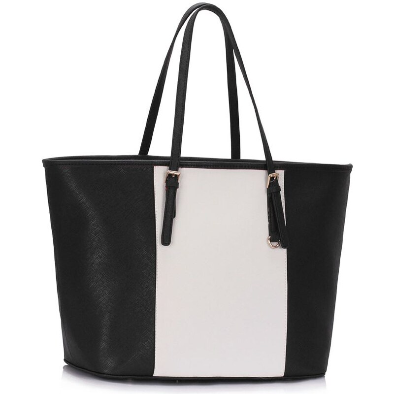 LS fashion LS dámská prostorná kabelka 297 černo-bílá