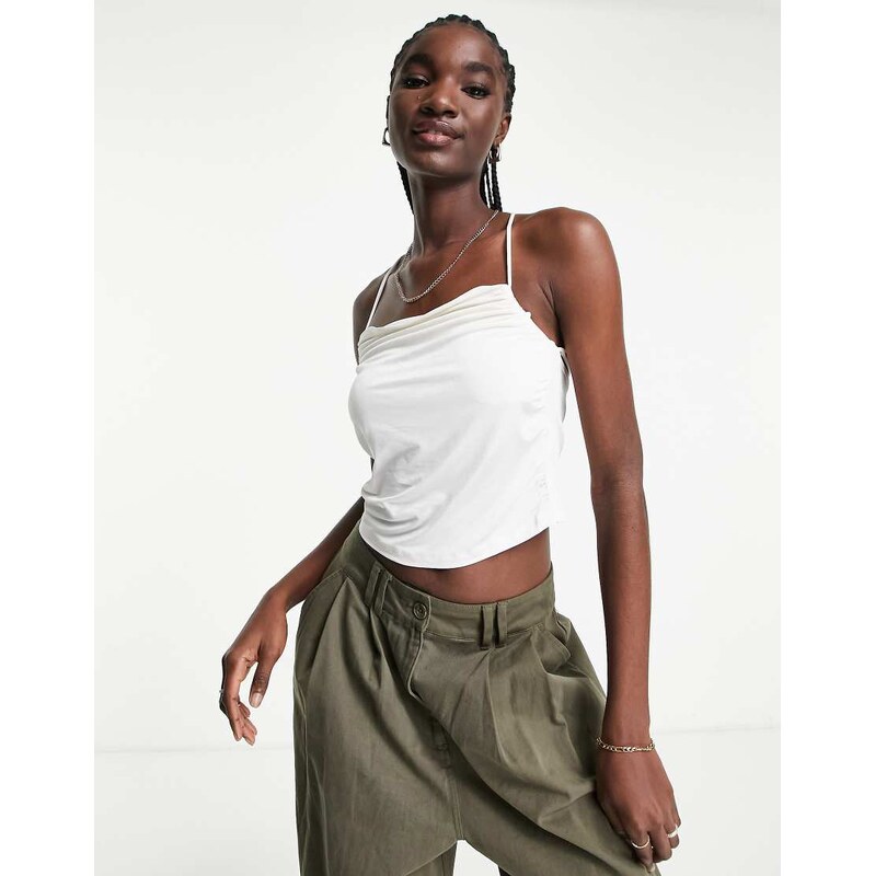 & Other Stories shrunken strappy vest with ruching in beige-Neutral 114807141