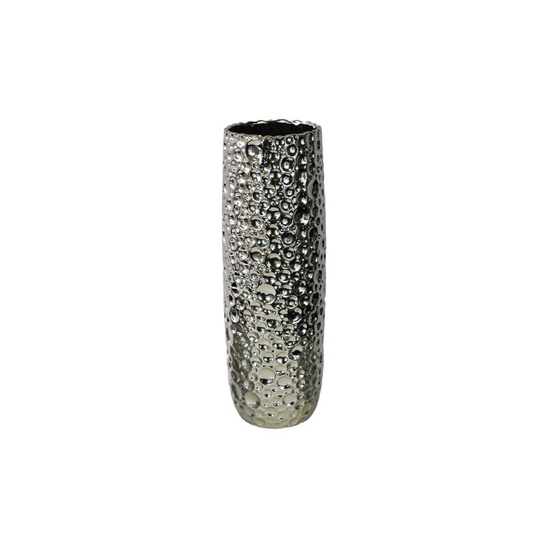 StarDeco TIMBER - keramická váza stříbrná, 53,5 cm