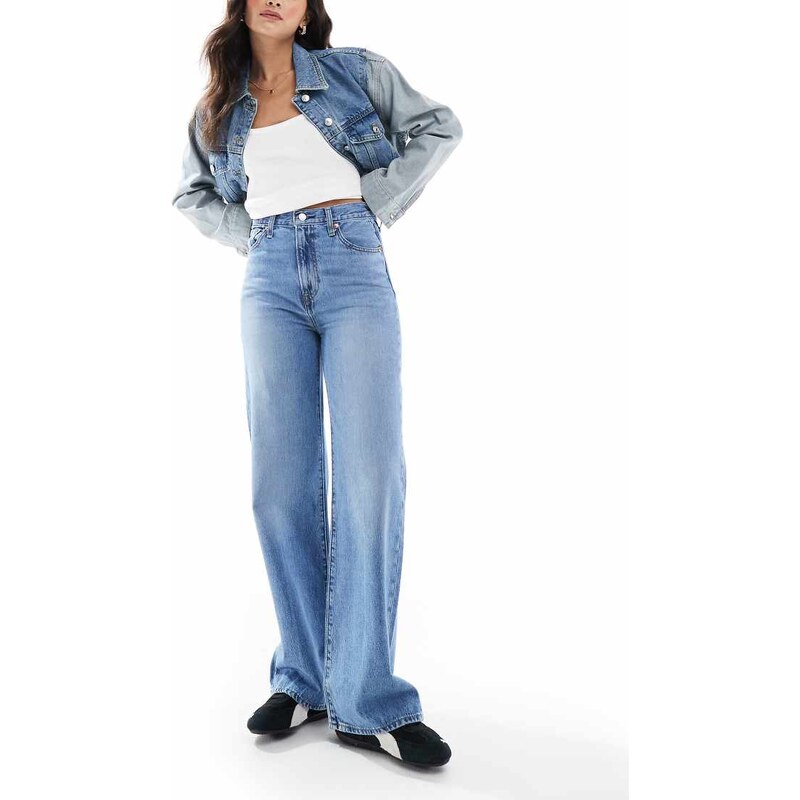 Levis ribcage wide leg high rise jeans in light wash blue