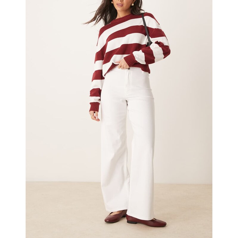JDY Iris high waisted wide leg jeans in white 103661409