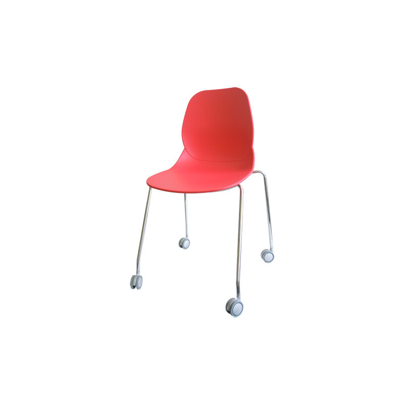 StarDeco Červená židle + kolečkové nohy