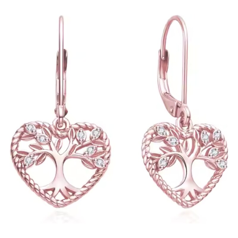 Olivie Stříbrné náušnice STROM ŽIVOTA V SRDCI ROSE 9341 103674281