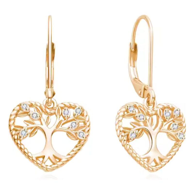 Olivie Stříbrné náušnice STROM ŽIVOTA V SRDCI ROSE GOLD 9342 103674282