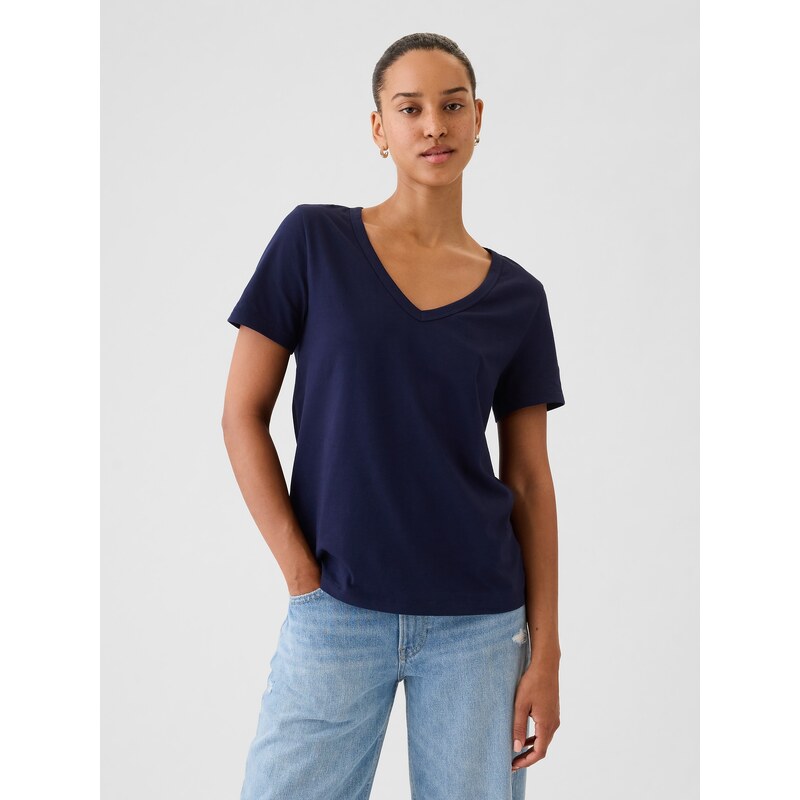 GAP Tričko Organic Vintage V-Neck - Dámské