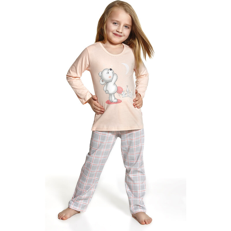 Dívčí pyžamo Cornette "Bear & Moon2" YOUNG, KIDS, meruňková - šedá