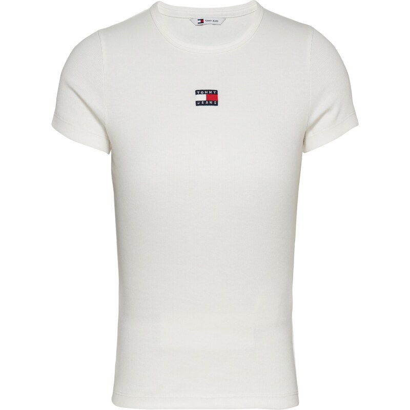 Tommy Jeans Tričko Tommy Badge Slim offwhite