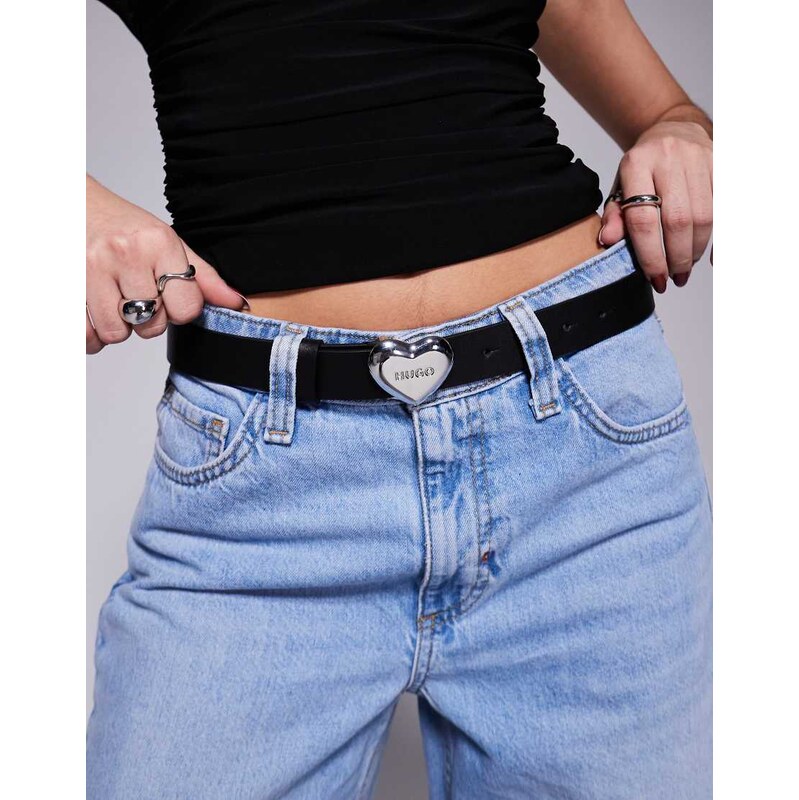 HUGO Red Serce heart belt in black