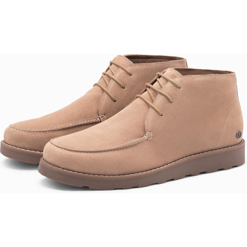 Ombre Mens suede ankle boots with thick sole - beige