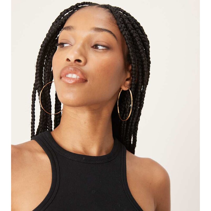 DesignB London 60mm flat hoop earrings in gold