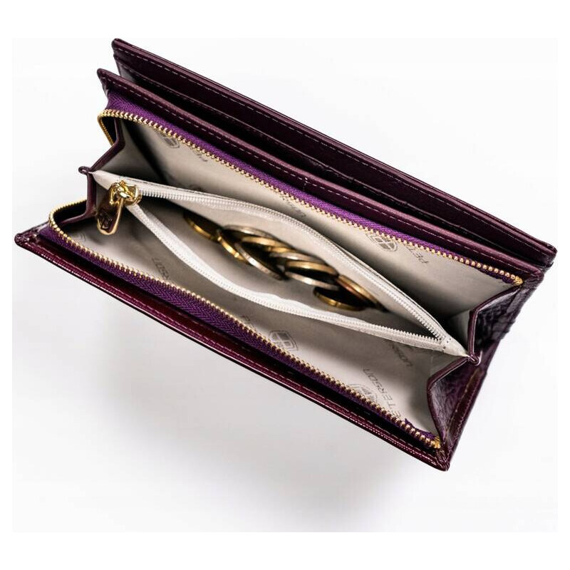 Peterson Tmavě fialová elegantní lakovaná kožená peněženka Y632
