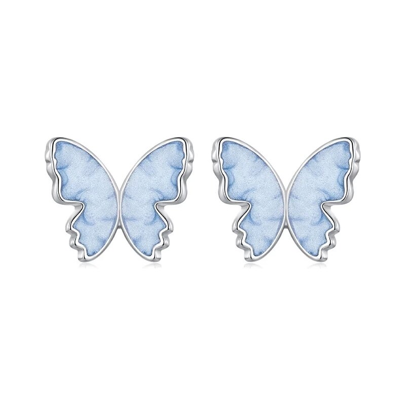 GRACE Silver Jewellery Stříbrné náušnice Blue Butterfly - motýl, 102001400