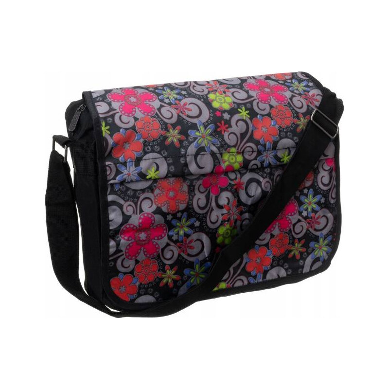 Loren Velká crossbody taška - černý-červený květinový vzor 85880223