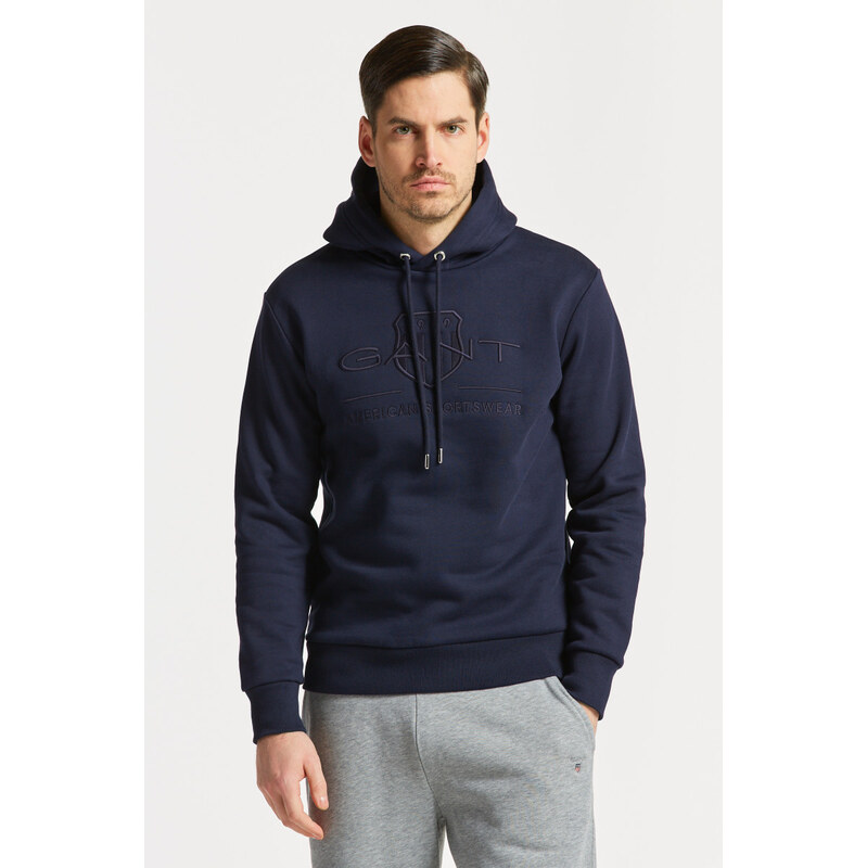 MIKINA GANT REG TONAL SHIELD HOODIE EVENING BLUE