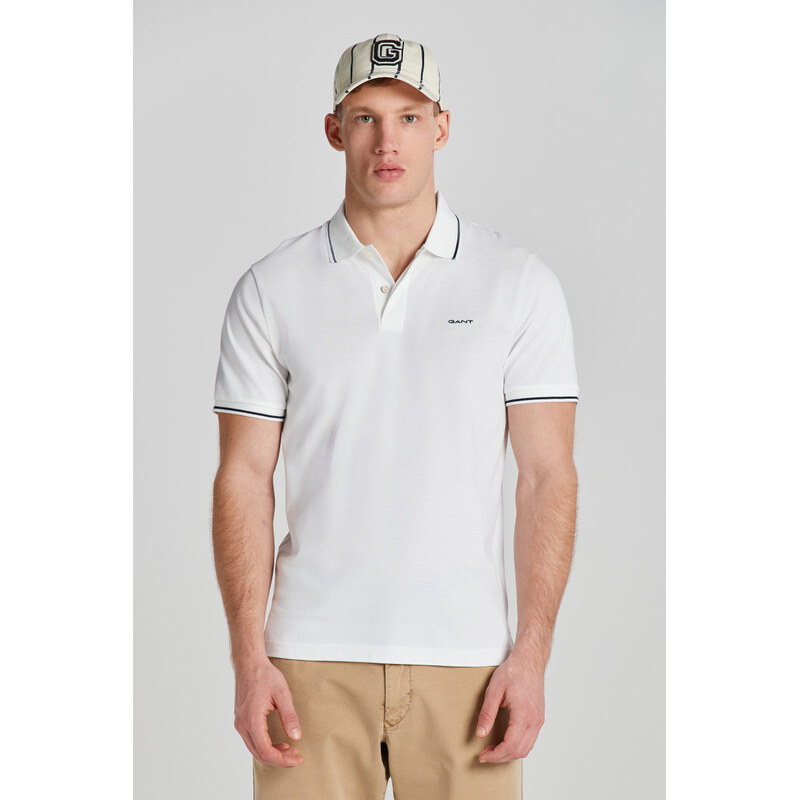 POLOKOŠILE GANT TIPPING SS PIQUE POLO WHITE