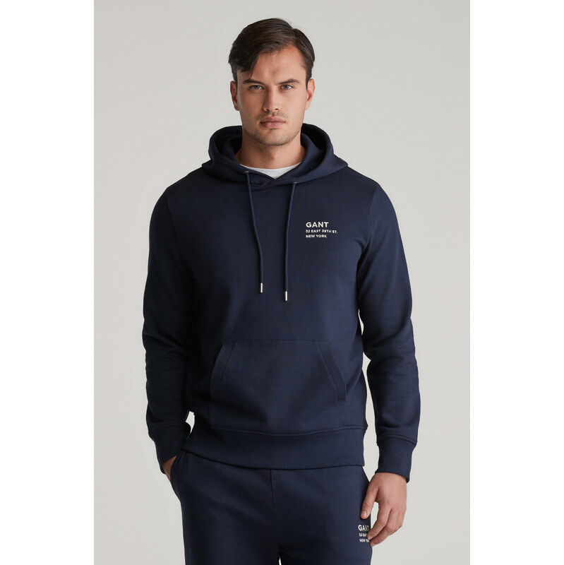 MIKINA GANT SCRIPT GRAPHIC SWEAT HOODIE EVENING BLUE