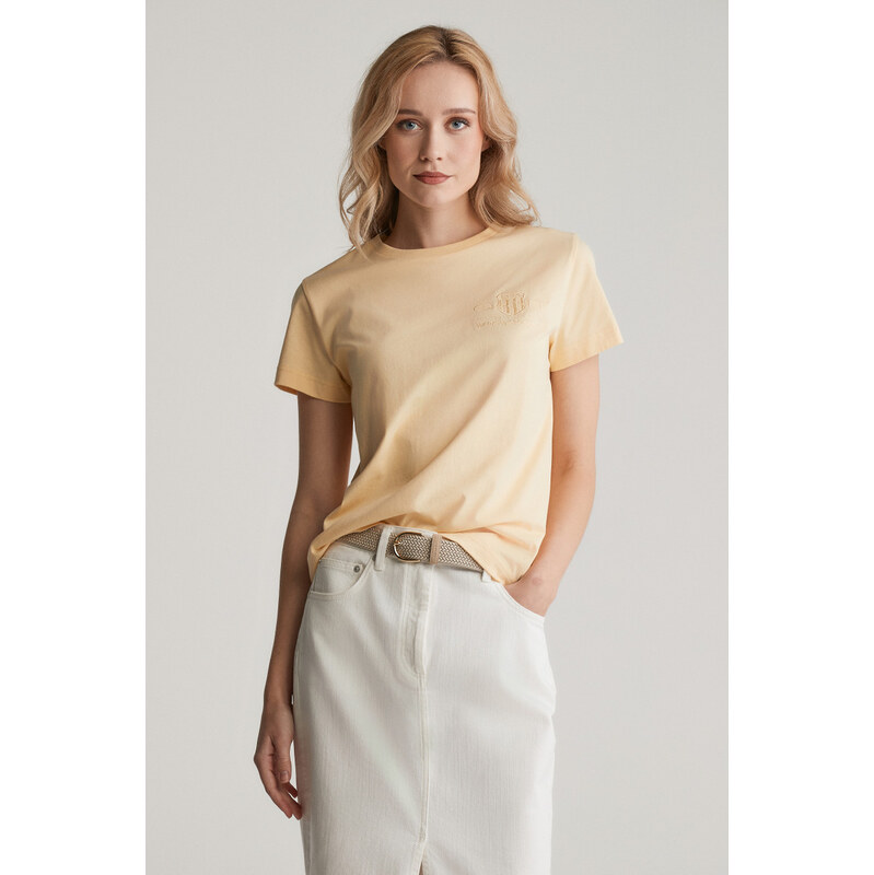TRIČKO GANT REG TONAL SHIELD SS T-SHIRT DUSTY LIGHT YELLOW 103721431