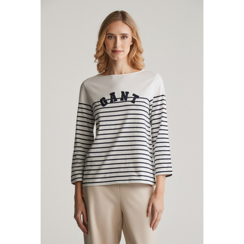 TRIČKO GANT REG BRETON BOAT NECK T-SHIRT EVENING BLUE