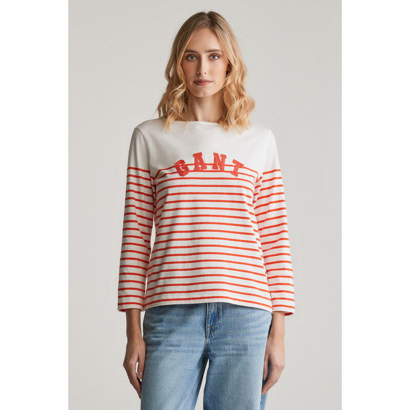 TRIČKO GANT REG BRETON BOAT NECK T-SHIRT ORANGE RED 103721444