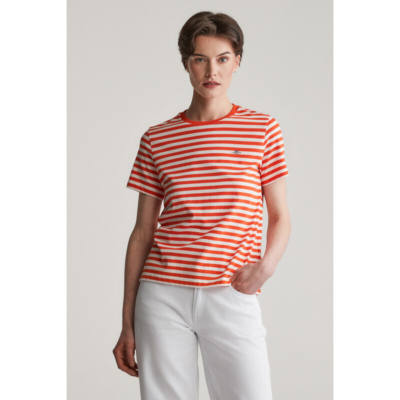 TRIČKO GANT REG STRIPED SHIELD SS T-SHIRT ORANGE RED 103721451