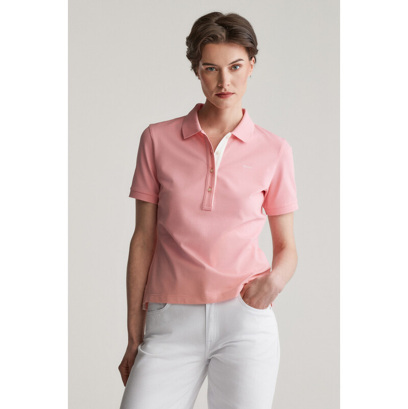 POLOKOŠILE GANT CONTRAST COLLAR SS PIQUE POLO GERANIUM PINK