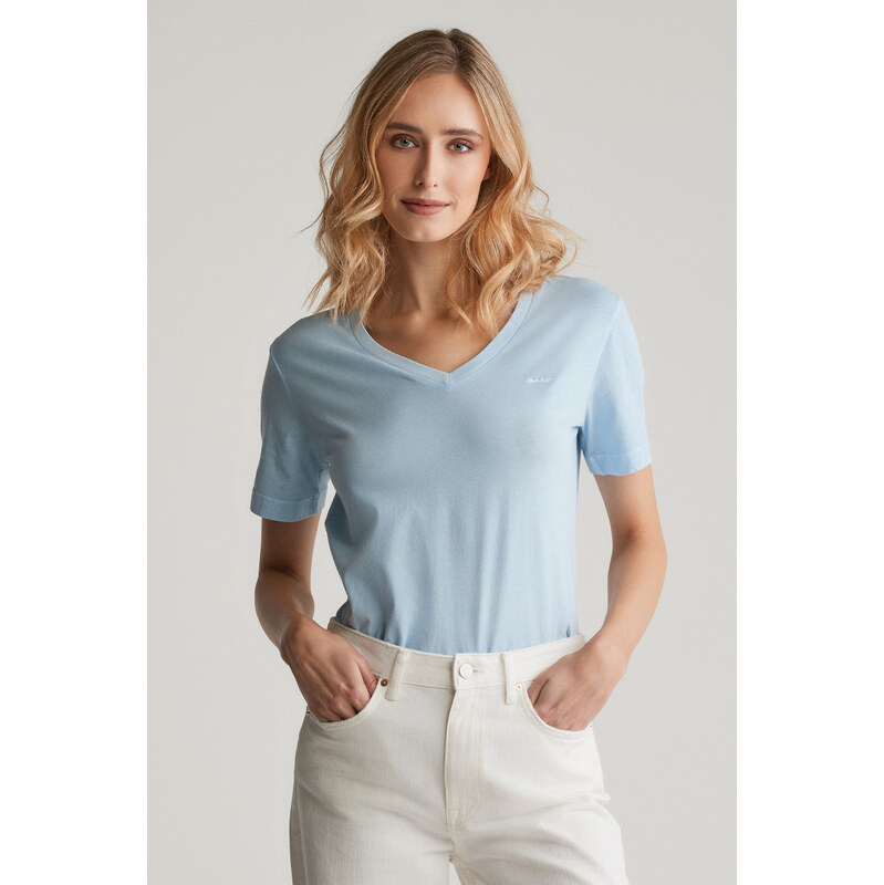 TRIČKO GANT REG SUNFADED SS V-NECK T-SHIRT FRESH BLUE 103721482
