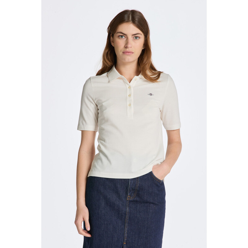 POLOKOŠILE GANT SLIM SHIELD SS PIQUE POLO EGGSHELL