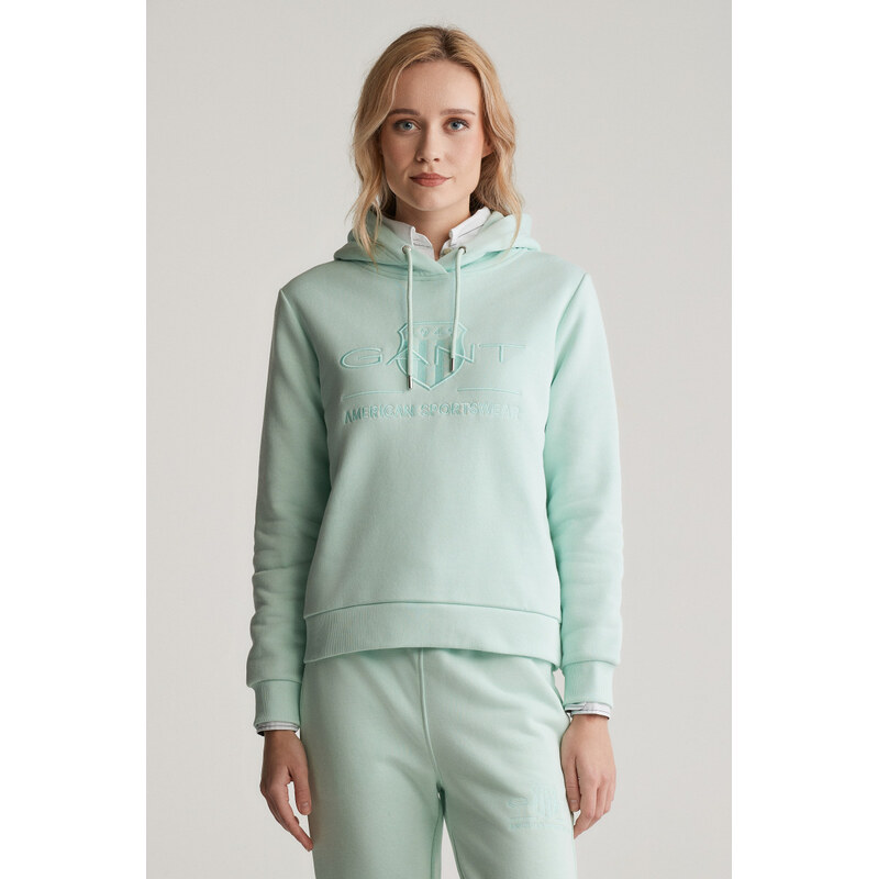 MIKINA GANT REG TONAL SHIELD HOODIE FADED MINT 103721499