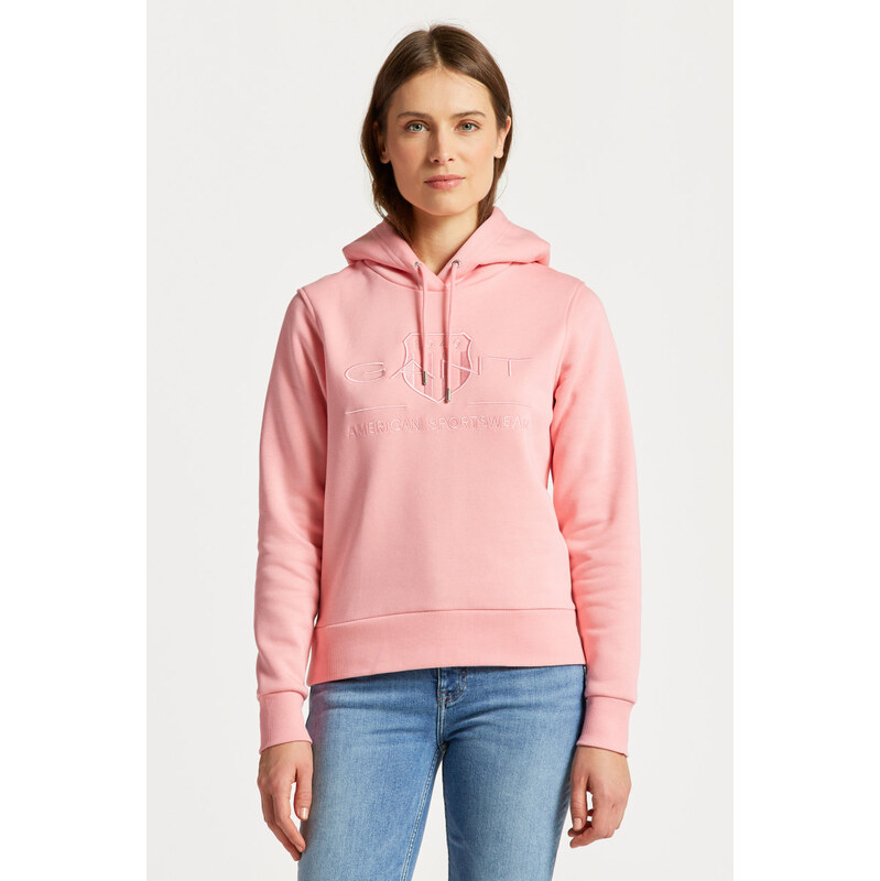 MIKINA GANT REG TONAL SHIELD HOODIE GERANIUM PINK 103721500