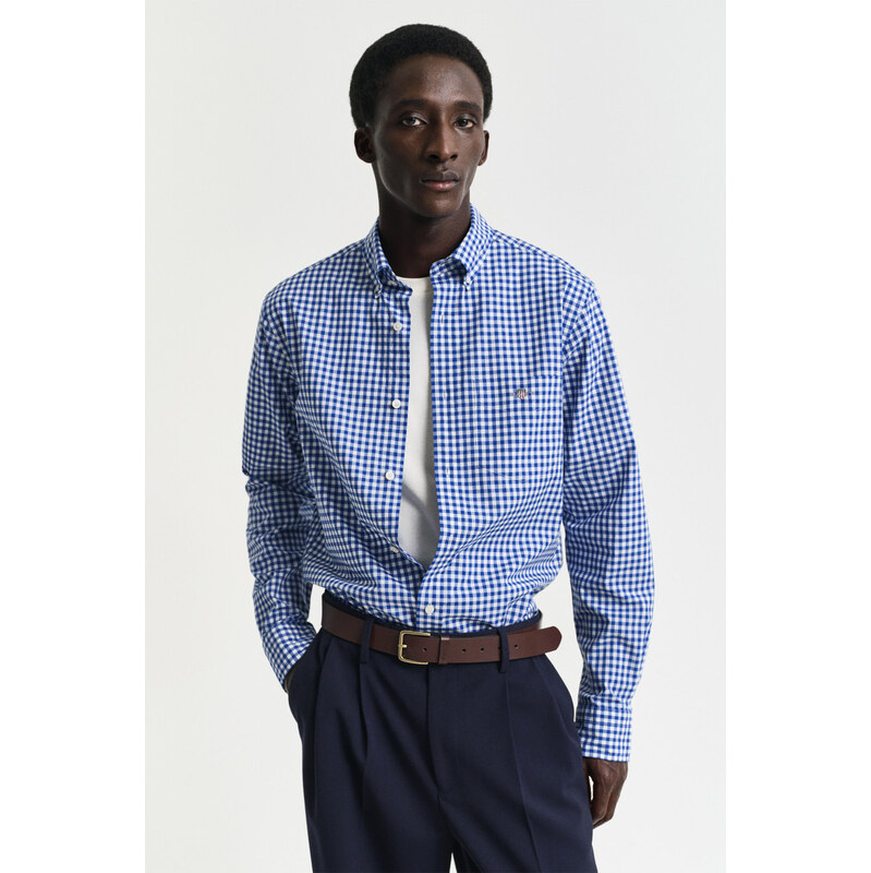 KOŠILE GANT REG CLASSIC POPLIN GINGHAM SHIRT COLLEGE BLUE