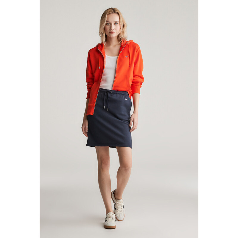 TEPLÁKOVÁ SUKNĚ GANT REG SHIELD JERSEY SKIRT EVENING BLUE