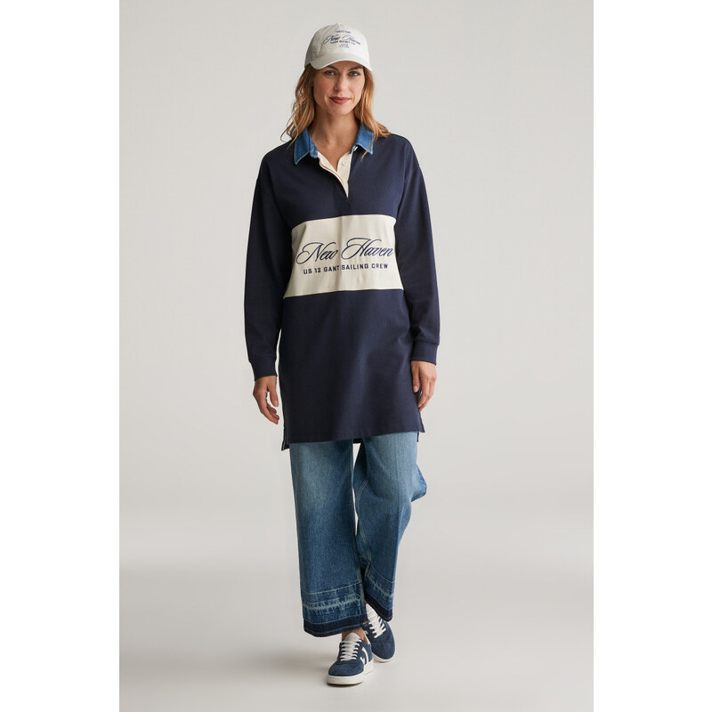 ŠATY GANT HEAVY RUGGER LS DRESS EVENING BLUE