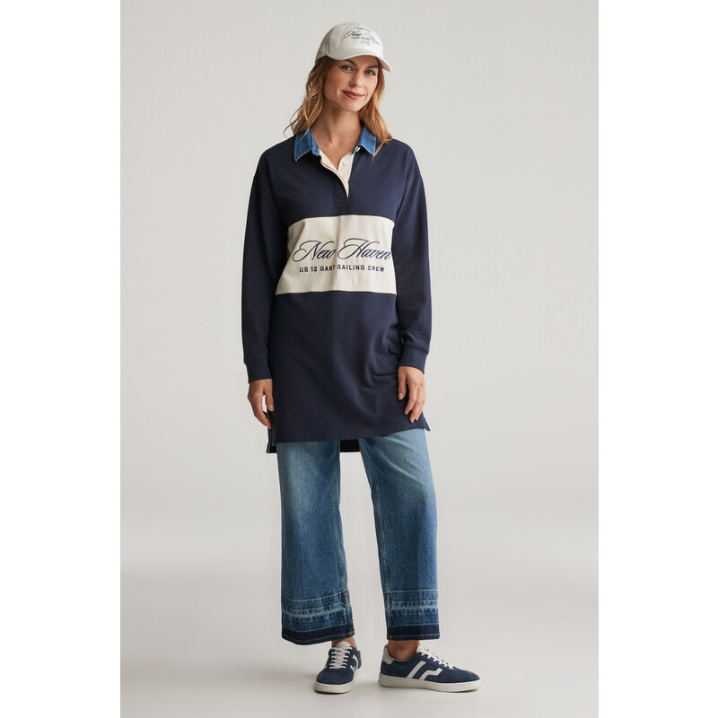 ŠATY GANT HEAVY RUGGER LS DRESS EVENING BLUE
