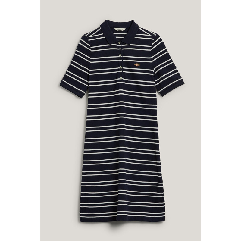 ŠATY GANT STRIPE SHIELD SS PIQUE POLO DRESS EVENING BLUE