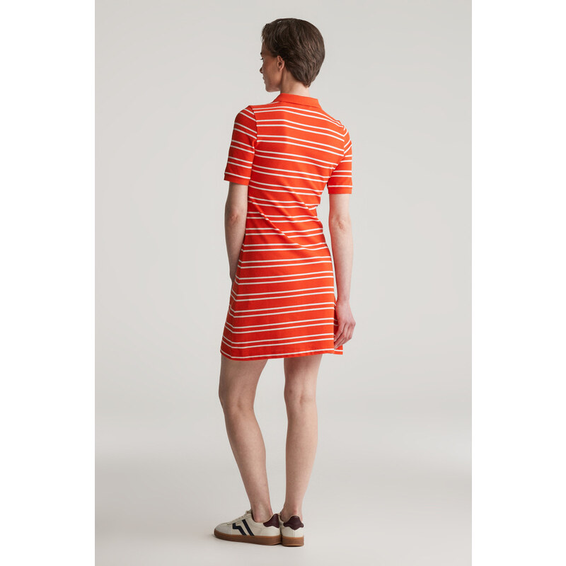 ŠATY GANT STRIPE SHIELD SS PIQUE POLO DRESS ORANGE RED