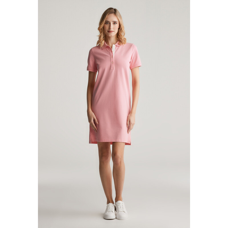 ŠATY GANT CONTRAST COLLAR PIQUE POLO DRESS GERANIUM PINK 104356717