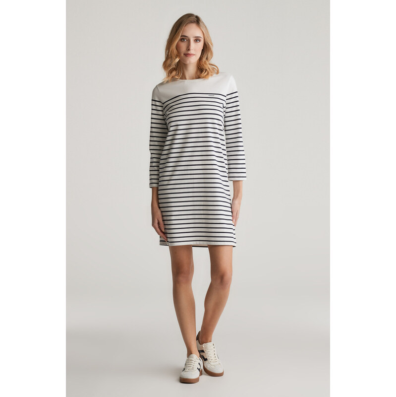 ŠATY GANT REG BRETON BRACELET SLEEVE DRESS EGGSHELL
