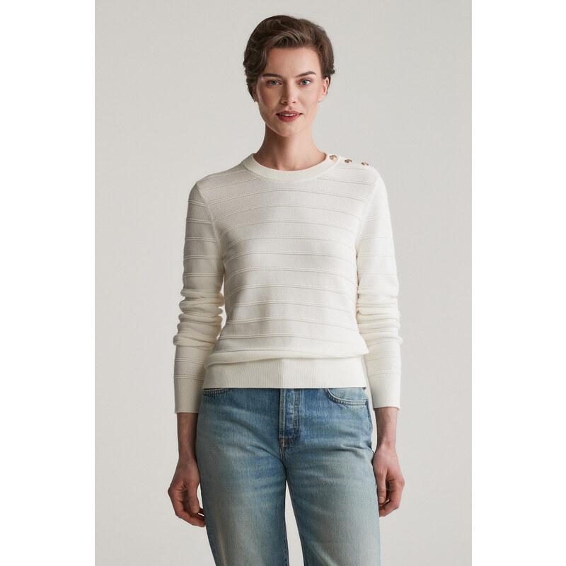 SVETR GANT TEXTURED COTTON C-NECK EGGSHELL 105143515