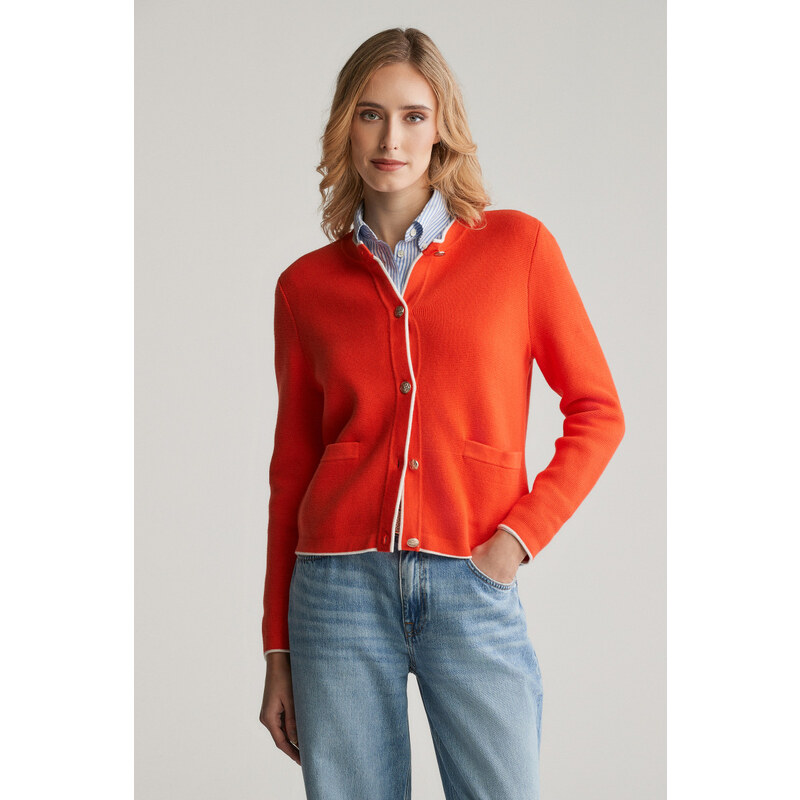 KARDIGAN GANT COTTON KNIT JACKET ORANGE RED 104356747