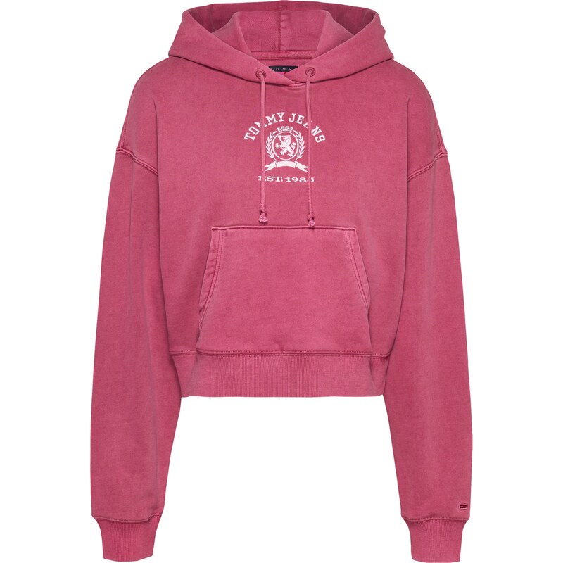 Tommy Jeans Mikina VARSITY burgundská červeň / bílá