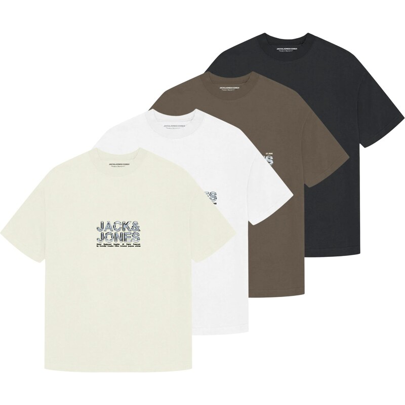 JACK & JONES Tričko JCODynamic krémová / čokoládová / černá /