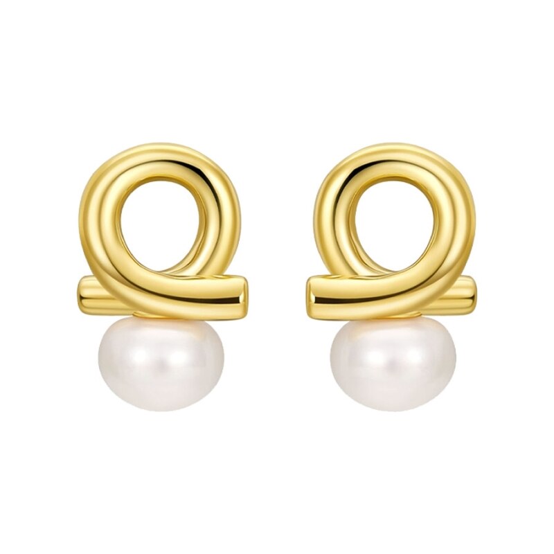 JAY Stříbrné náušnice s perlou Kyrene Gold - stříbro 925/1000