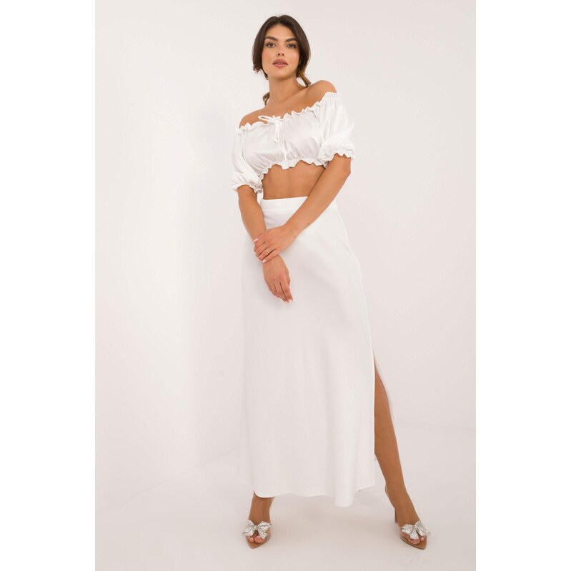 MladaModa Elegantní letní komplet crop-topu a sukně model 74602 bílý 103759698