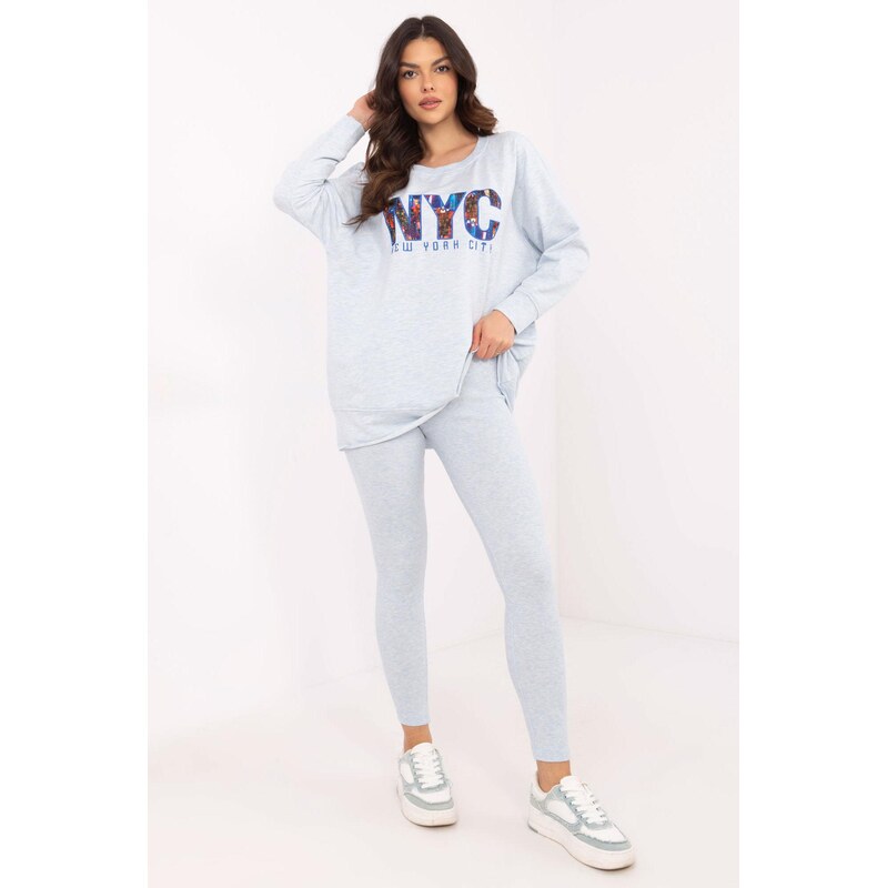MladaModa Tepláková souprava s nápisem NYC model 83032 světle