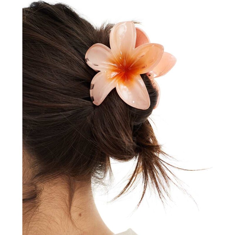 Pieces hawaiian flower hair claw in orange