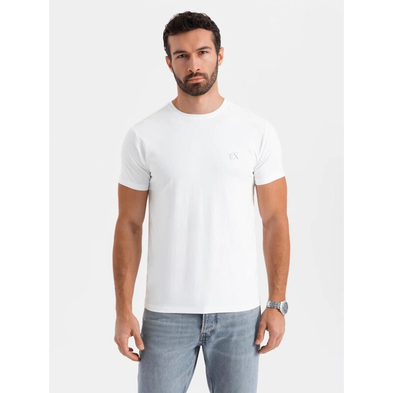 Ombre Clothing Jedinečné bílé tričko s logem V2 TSBC-0222