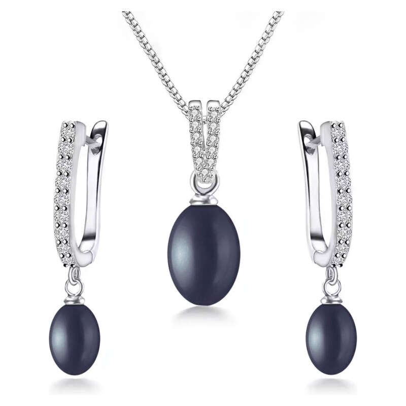 GRACE Silver Jewellery Stříbrná souprava šperků s černou perlou a 103820542