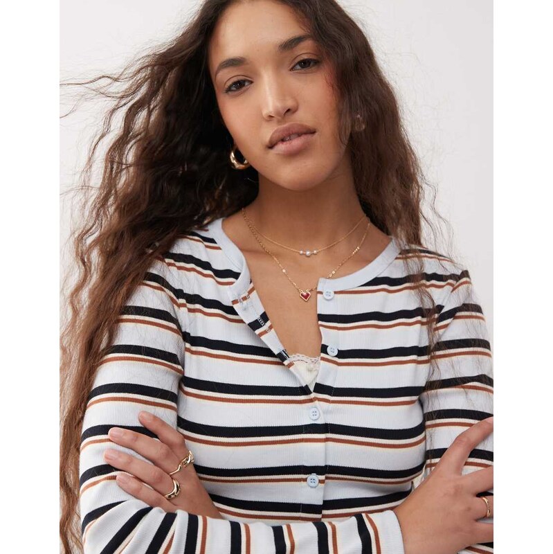 Miss Selfridge stripe cardigan in blue-Multi 105928782